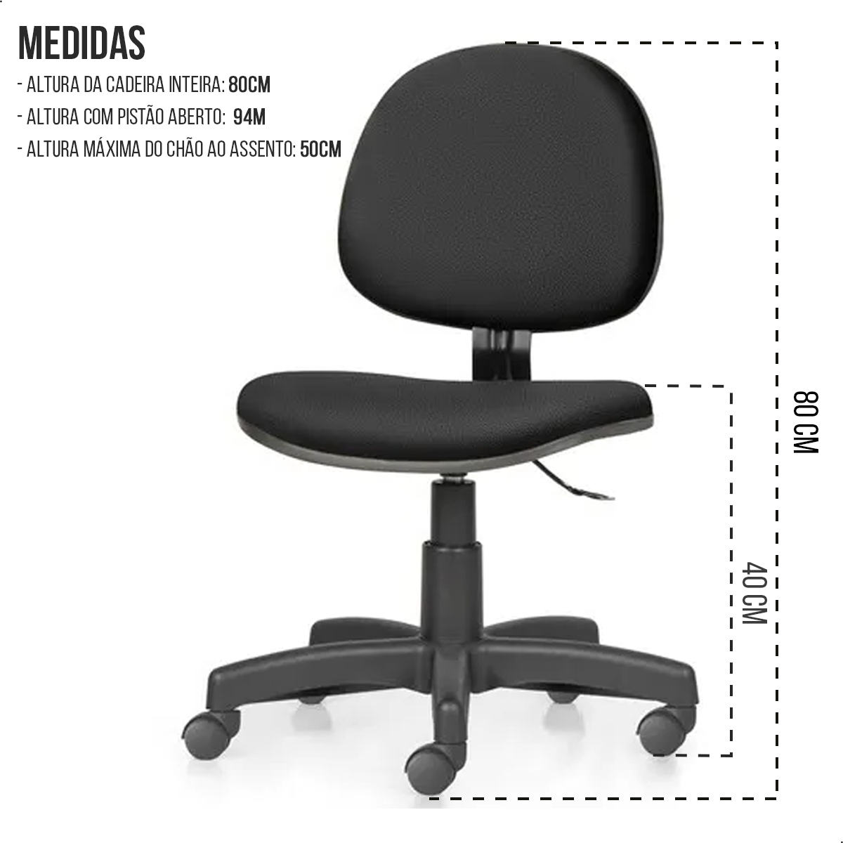 Cadeira de Escritório Ergonômica Executiva sem Braço Courvin Preto - 3