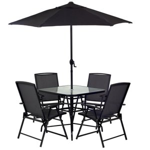 Conjunto de Jardim Chicago Preto com Ombrelone Mor Life