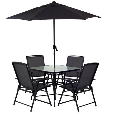 Conjunto de Jardim Chicago Preto com Ombrelone Mor Life