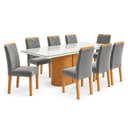 Ver imagem 2 de Conjunto Sala de Jantar 8 Lugares Retangular Tampo Vidro/MDF 200x90cm Mesa Diana e Cadeiras Carol