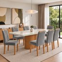 Ver imagem 1 de Conjunto Sala de Jantar 8 Lugares Retangular Tampo Vidro/MDF 200x90cm Mesa Diana e Cadeiras Carol