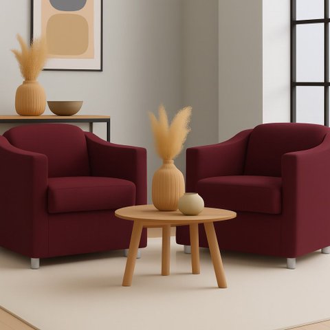 Kit 2 Poltrona Decorativa para Sala, Escritorio, Recepção Tila Suede Vinho