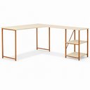 Ver imagem 2 de Mesa em L com Prateleira Office em MDF Estilo Insdustrial Klm Store