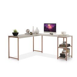 Mesa em L com Prateleira Office em Mdf Estilo Insdustrial Klm Store - 1