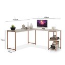 Ver imagem 3 de Mesa em L com Prateleira Office em Mdf Estilo Insdustrial Klm Store