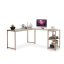 Ver imagem 2 de Mesa em L com Prateleira Office em Mdf Estilo Insdustrial Klm Store