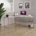 Ver imagem 1 de Mesa em L com Prateleira Office em Mdf Estilo Insdustrial Klm Store