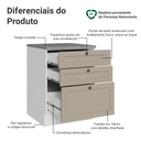 Ver imagem 4 de Balcão de Cozinha 60 cm 3 Gavetas Branco/Crema Vik Madesa