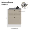 Ver imagem 3 de Balcão de Cozinha 60 cm 3 Gavetas Branco/Crema Vik Madesa