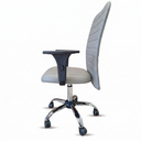 Ver imagem 4 de Cadeira Escritório Ergonômica Cinza Nr17 Apoio Lombar Giratória Couro (pu)