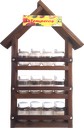 Ver imagem 1 de Porta Tempero Casinha em Madeira com 12 Potes - Tampas Brancas