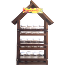 Ver imagem 1 de Porta Tempero Casinha em Madeira com 12 Potes - Tampas Brancas