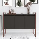 Ver imagem 2 de Buffet Aparador 3 Portas Industrial MDP 120cm Preto Cobre Casah