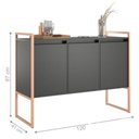 Ver imagem 3 de Buffet Aparador 3 Portas Industrial MDP 120cm Preto Cobre Casah