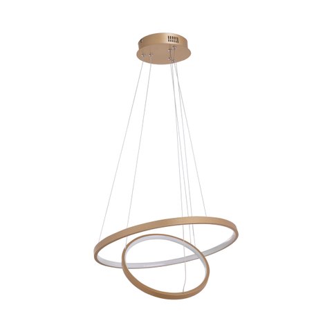 Lustre Pendente Moderno 2 Anéis Led 2 Arcos Dourado Bivolt Equipe Led para Sala e Mesa de Jantar