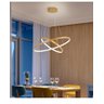 Lustre Pendente Moderno 2 Anéis Led 2 Arcos Dourado Bivolt Equipe Led para Sala e Mesa de Jantar - 3