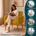 Ver imagem 5 de Poltrona Decorativa para Sala Recepção Consultório Suede Cores Pés Palito