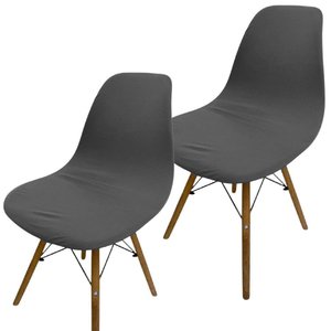 Kit 2 Capa de Cadeira Charles Eames Eiffel Pé Palito Malha Lisa:cinza