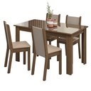 Ver imagem 3 de Conjunto Sala de Jantar Mesa Tampo de Vidro 4 Cadeiras Rustic/crema/bege Suzy Madesa
