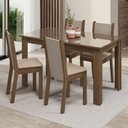 Ver imagem 1 de Conjunto Sala de Jantar Mesa Tampo de Vidro 4 Cadeiras Rustic/crema/bege Suzy Madesa