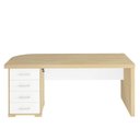Ver imagem 3 de Mesa Executiva para Escritório em Tamburato Elegante e Funcional 180cm Branco/Carvalho Artany