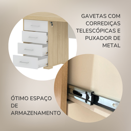 Mesa Executiva para Escritório em Tamburato 4 Gavetas Elegante e Funcional - 18