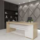 Ver imagem 1 de Mesa Executiva para Escritório em Tamburato Elegante e Funcional 180cm Branco/Carvalho Artany