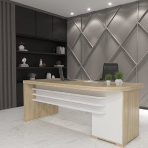 Mesa Executiva para Escritório em Tamburato 4 Gavetas Elegante e Funcional