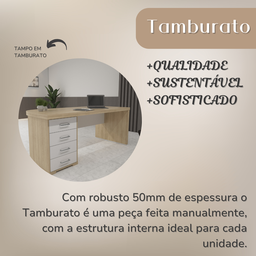 Mesa Executiva para Escritório em Tamburato 4 Gavetas Elegante e Funcional - 17