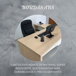 Mesa para Escritório Diretor em L Tamburato e Elegante - 15