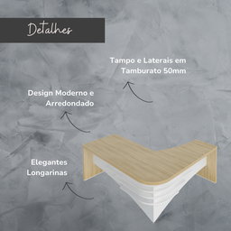 Mesa para Escritório Diretor em L Tamburato e Elegante - 16