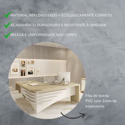 Mesa para Escritório Diretor em L Tamburato e Elegante - 18