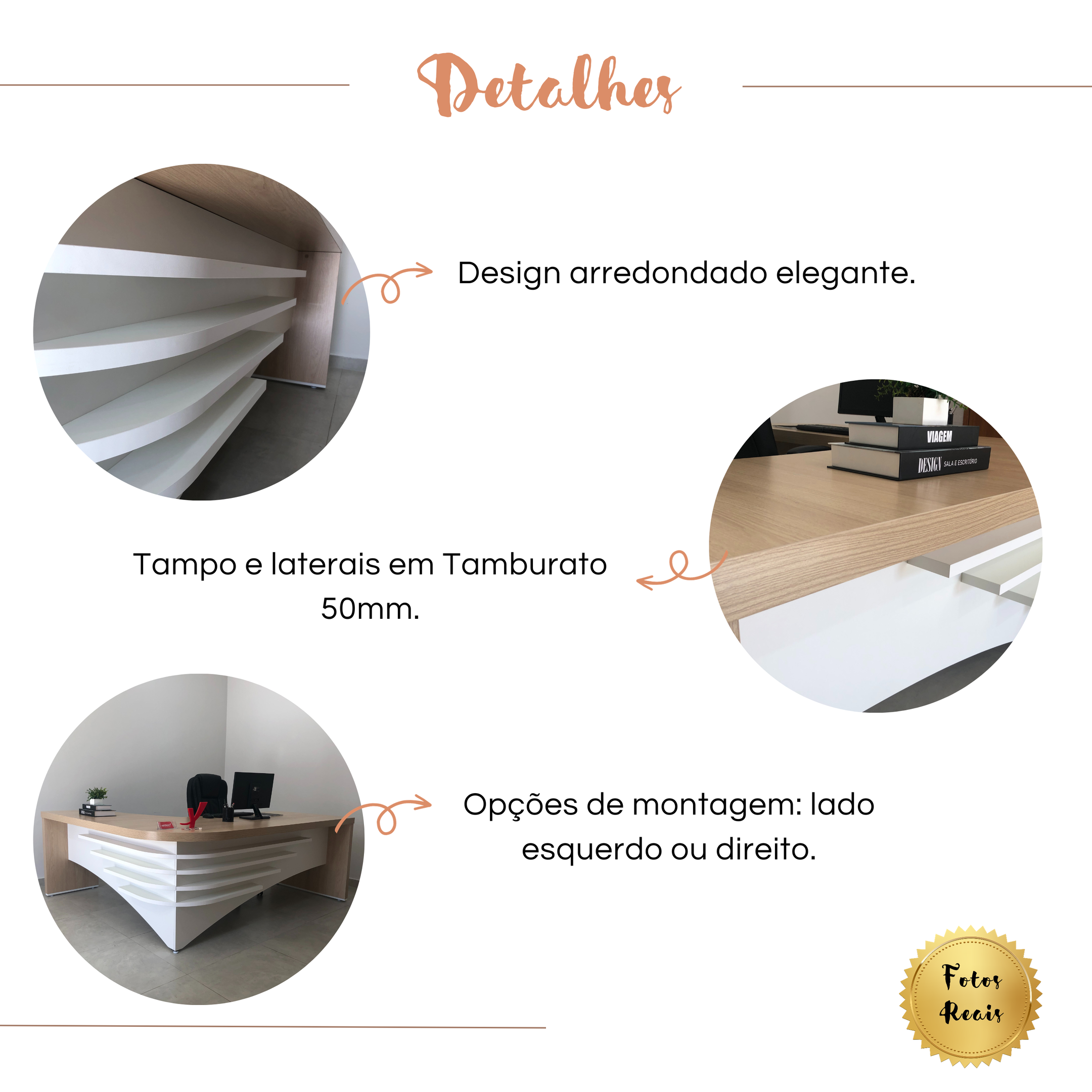 Mesa para Escritório em L Diretor em Tamburato  - 10