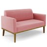Sofá Namoradeira e 1 Poltrona Base Madeira Castanho Maressa Suede Rosê - 4