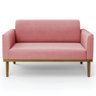 Sofá Namoradeira e 1 Poltrona Base Madeira Castanho Maressa Suede Rosê - 2