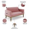 Sofá Namoradeira e 1 Poltrona Base Madeira Castanho Maressa Suede Rosê - 10