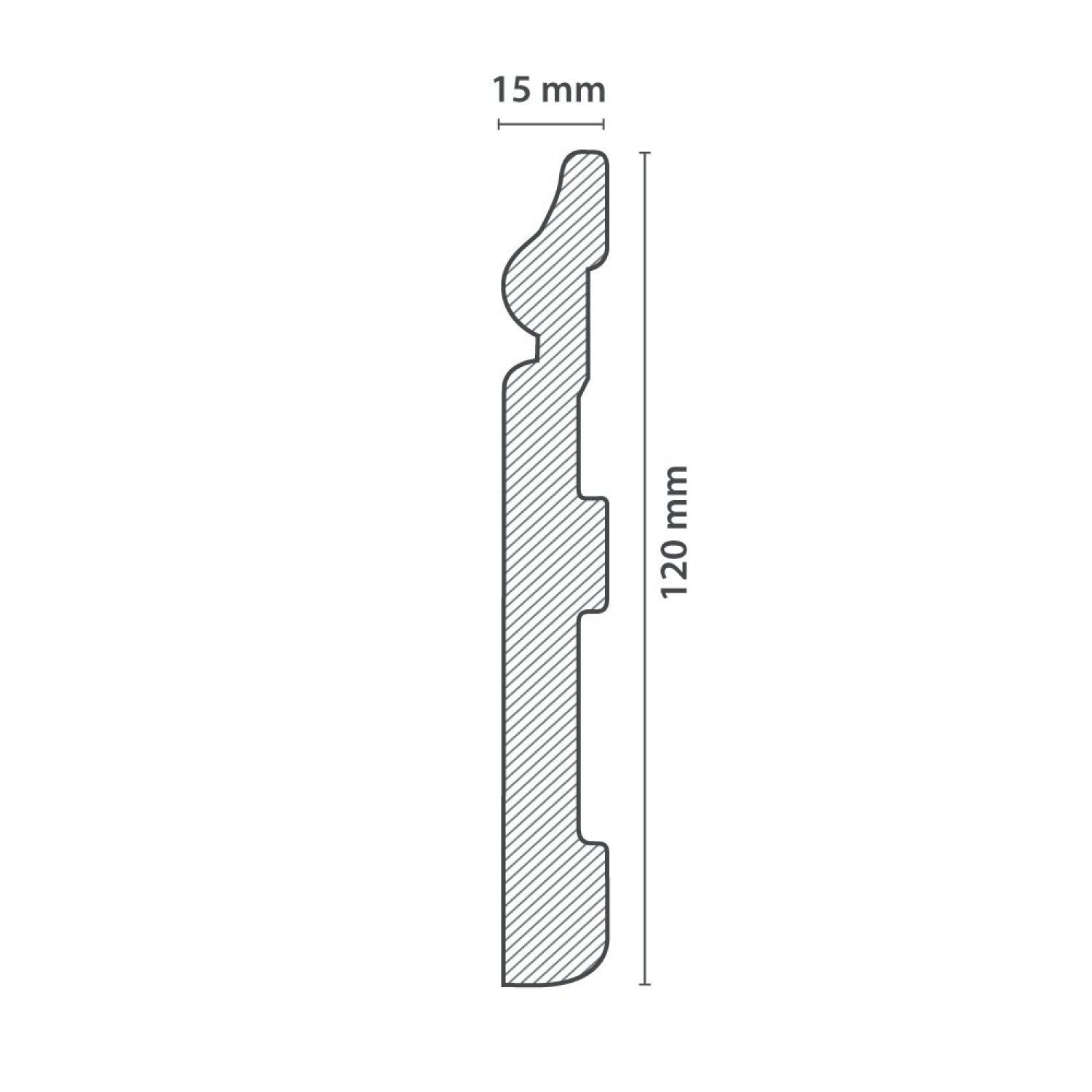 Rodapé de Poliestireno 12cm x 15mm x 2m Cf12 HD Homestar - 3