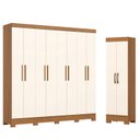 Ver imagem 1 de Guarda Roupa Casal 8 Portas 4 Gavetas Prime B51 com Armário Multiuso 2 Portas 3 Prateleiras Cinamomo