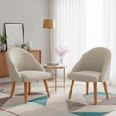 Ver imagem 1 de Kit 02 Poltrona Cadeira para Sala Orgânica Curva Redonda Confortável Reforçada Recepção Suede Bege