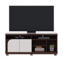 Ver imagem 2 de Rack para TV até 65 Polegadas 150cm Rodízio 2 Portas Jurere Marrom Nogueira Real/Off White Matte
