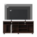 Ver imagem 4 de Rack para TV até 65 Polegadas 150cm Rodízio 2 Portas Jurere Marrom Nogueira Real/Off White Matte