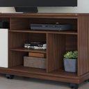 Ver imagem 5 de Rack para TV até 65 Polegadas 150cm Rodízio 2 Portas Jurere Marrom Nogueira Real/Off White Matte