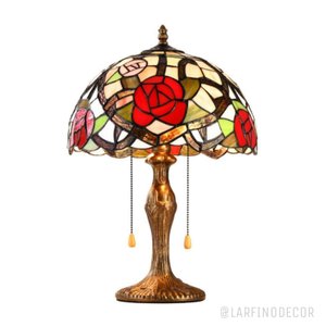 Abajur Tiffany Rosas Vermelhas Lar Fino Decor