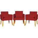 Ver imagem 1 de Kit 3 Poltronas para Recepção Nina Suede Cores Pé Palito 30cm Castanho - Suede