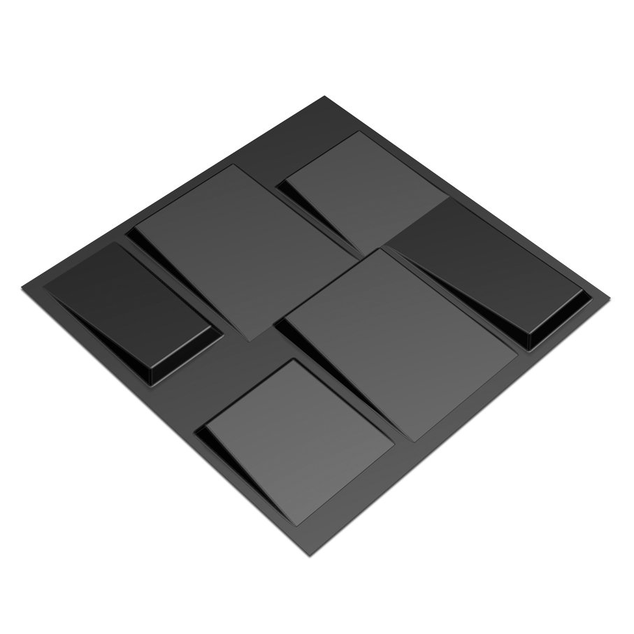 KIT 16 Placas 3D PVC Preto Decoração Revestimento de Parede e Teto (4m²) - RUBIK