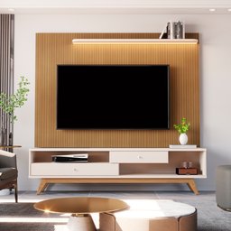 Estante Home Theater para TV até 75 Polegadas com Led Ripado Impressão 5232 - 1
