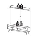 Ver imagem 4 de Rack com Painel para TV até 75 Polegadas com Led Ripado Impressão Pés Madeira Maciça