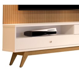 Rack com Painel para TV até 75 Polegadas com Led Ripado Impressão Pés Madeira Maciça - 6