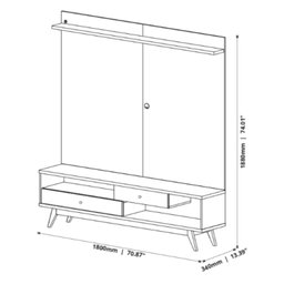 Estante Home Theater para TV até 75 Polegadas com Led Ripado Impressão 5232 - 3
