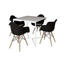 Ver imagem 6 de Mesa Jantar Industrial Quadrada 90Cm Branca Base V Ferro Branco Com 4 Poltronas Pretas Cor: Branco